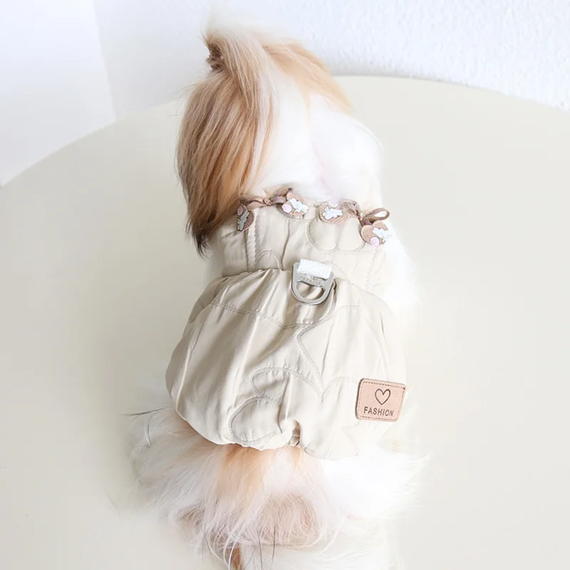 Autumn and Winter New Love Rabbit Pumpkin Traction Skirt Dog Cat Clothing Pet Clothing Strap Bubble Skirt Puppy Clothes