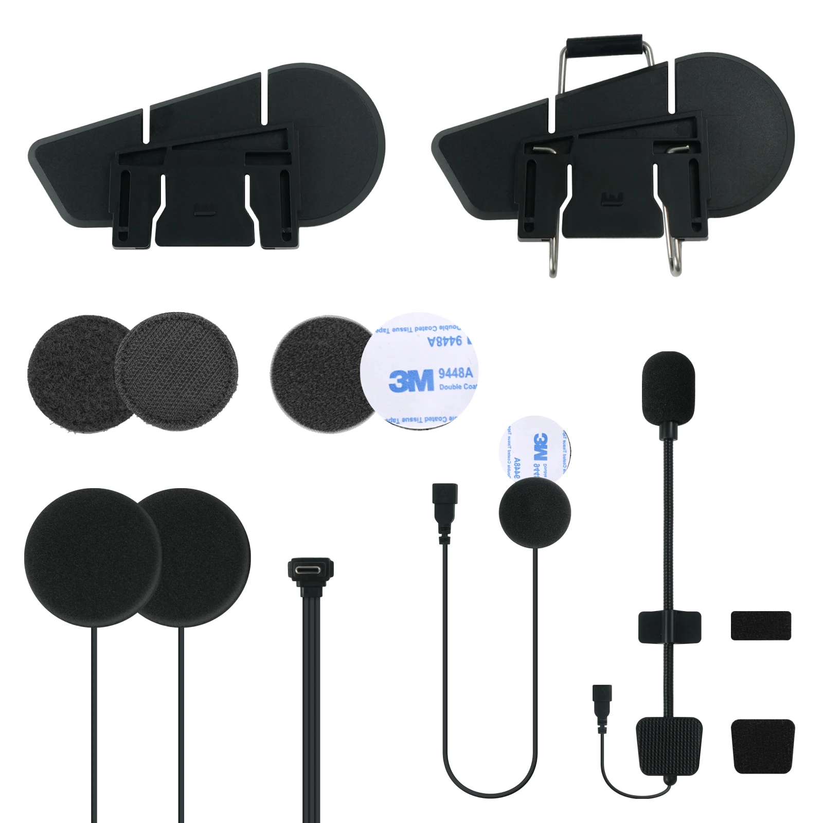 ASMAX D10 Back Clip Set for Motorcycle Bluetooth, Headset Universal Speaker Soft Wheat and Hard Wheat 40MM + Back Clip