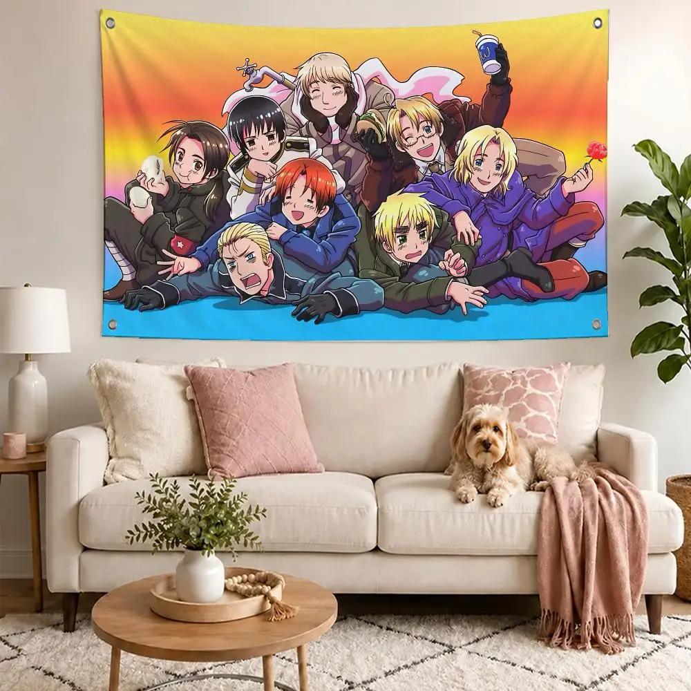 Epic Anime Hetalia Flags Concert Print Wall Hanging Art Banner, Indoor Outdoor Bedroom Home Decor Backdrop, Perfect Gift