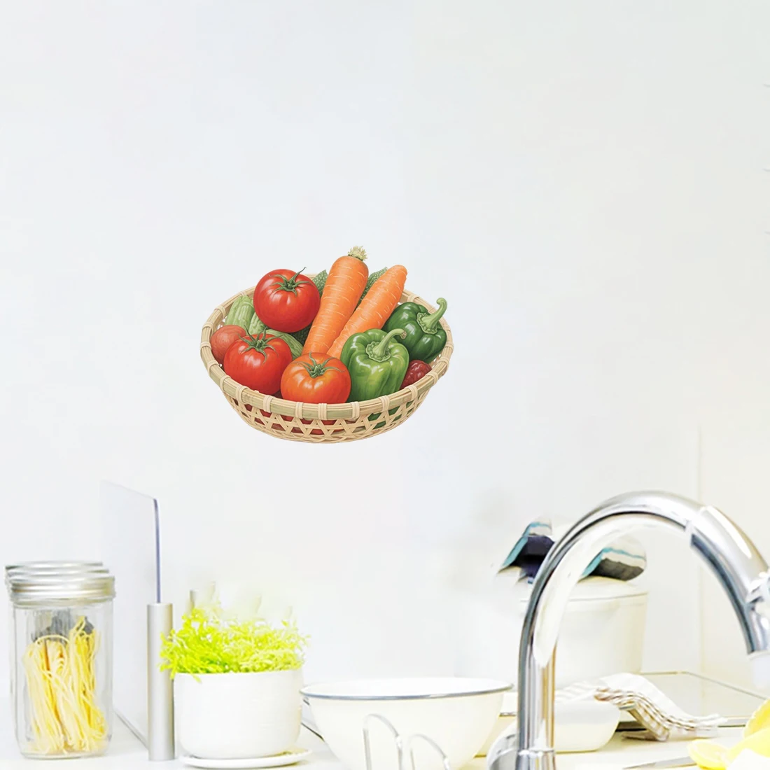 Three Ratels CEE133 Beautiful vegetable basket wall stickers for home decoration kitchen decals vegetable shop window stickers