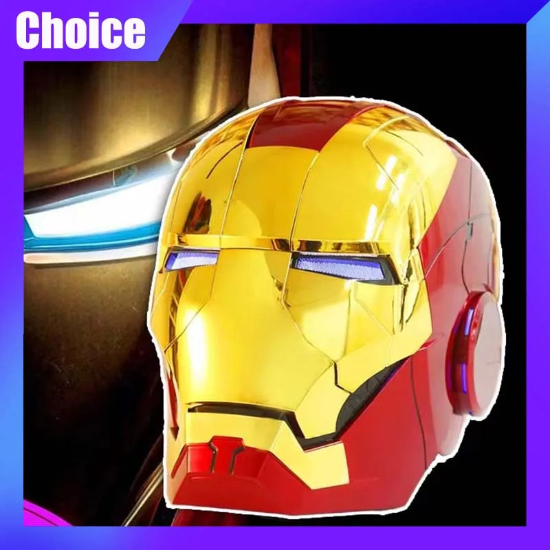 Iron Man 1/1 Mk5 Cos Helmet Automated Remote Helmet Electric Voice Activated Control Wearable Mask With Led Light Props Gift Man