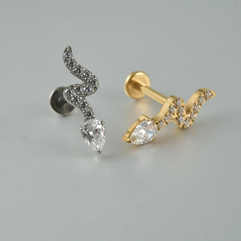 Opal Flower Cartilage Earrings, Solid Titanium