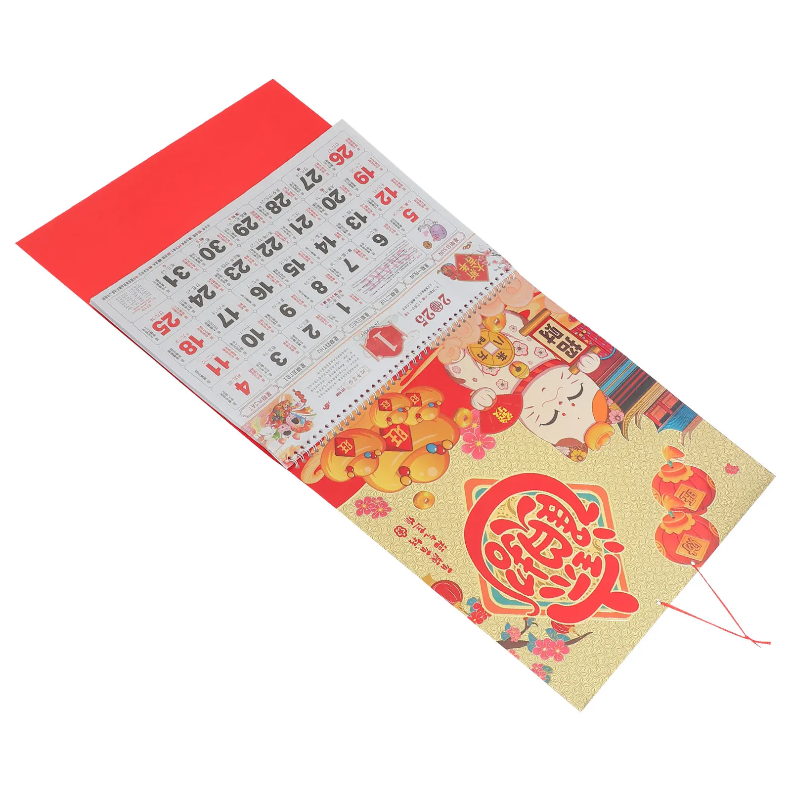 

Gold Foil Hanging Wall Calendar 2025 Lunar Chinese New Year Decorative Red Paper Snake Years Tearable Calendars