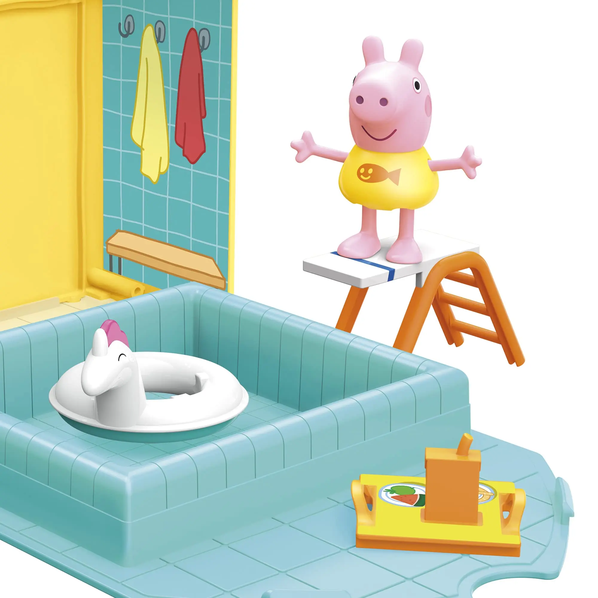 Peppa Pig Peppa’s Adventures Peppa’s Swimming Pool Fun Playset Preschool Toy Cartoon Animal Model Anime Figure Collectible Girls