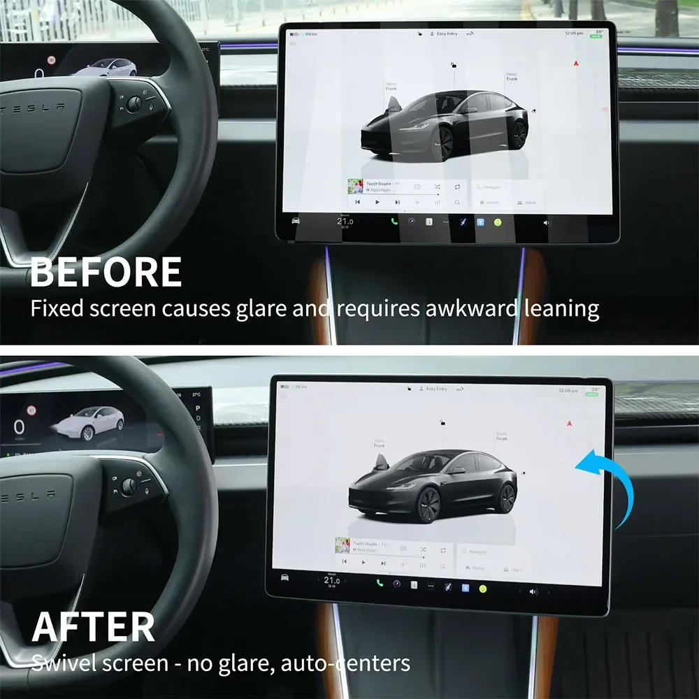 Screen Rotating Bracket Kit For Tesla Model 3/Y/Highland 2017-2026 Display Monitor Rotate Tilt Four Direction Bracket Amagi