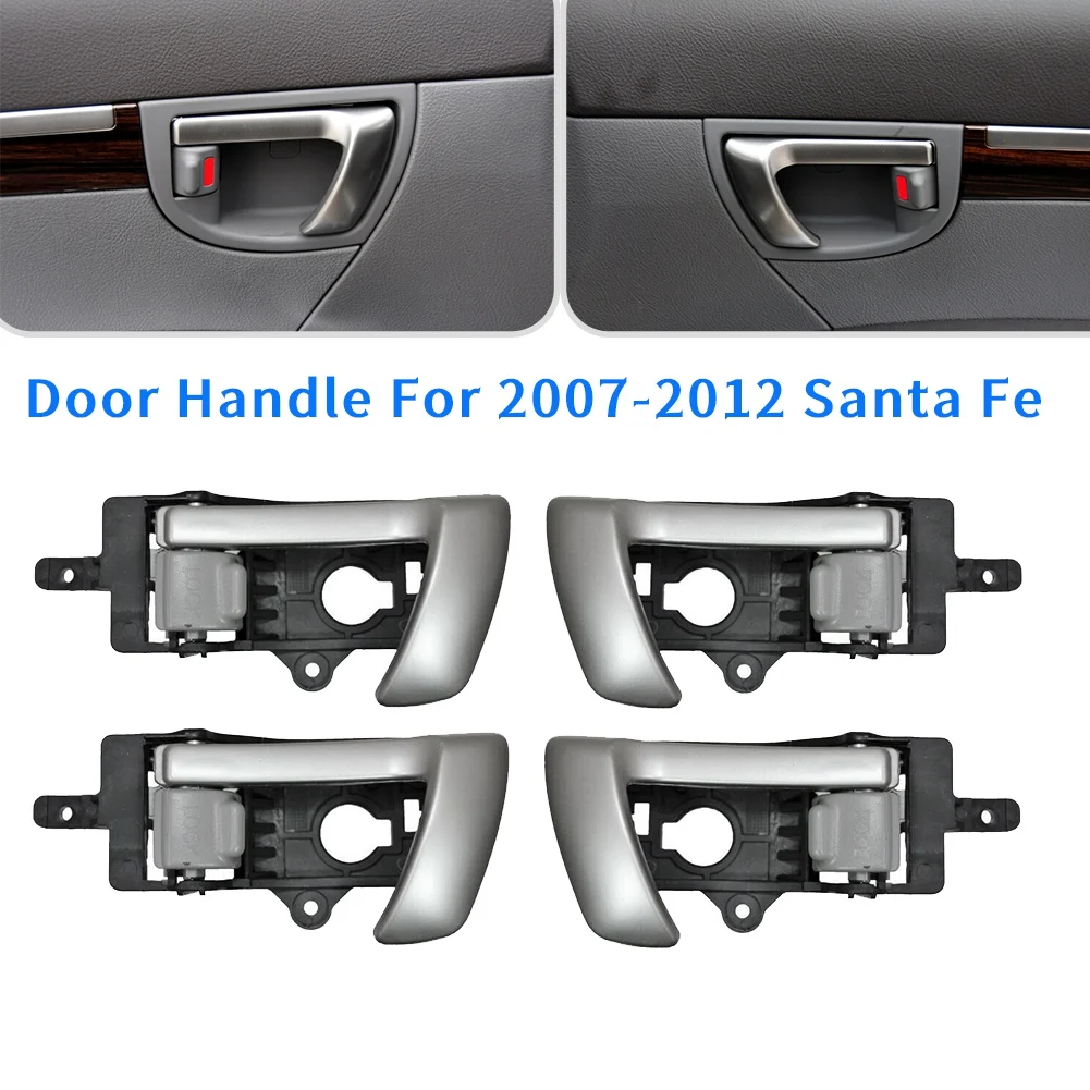 4Pcs (Four Door)Interior Inner Door Handle for 2007-2012 Hyundai Santa Fe with Gray Knob 82610-2B010 82620-2B010