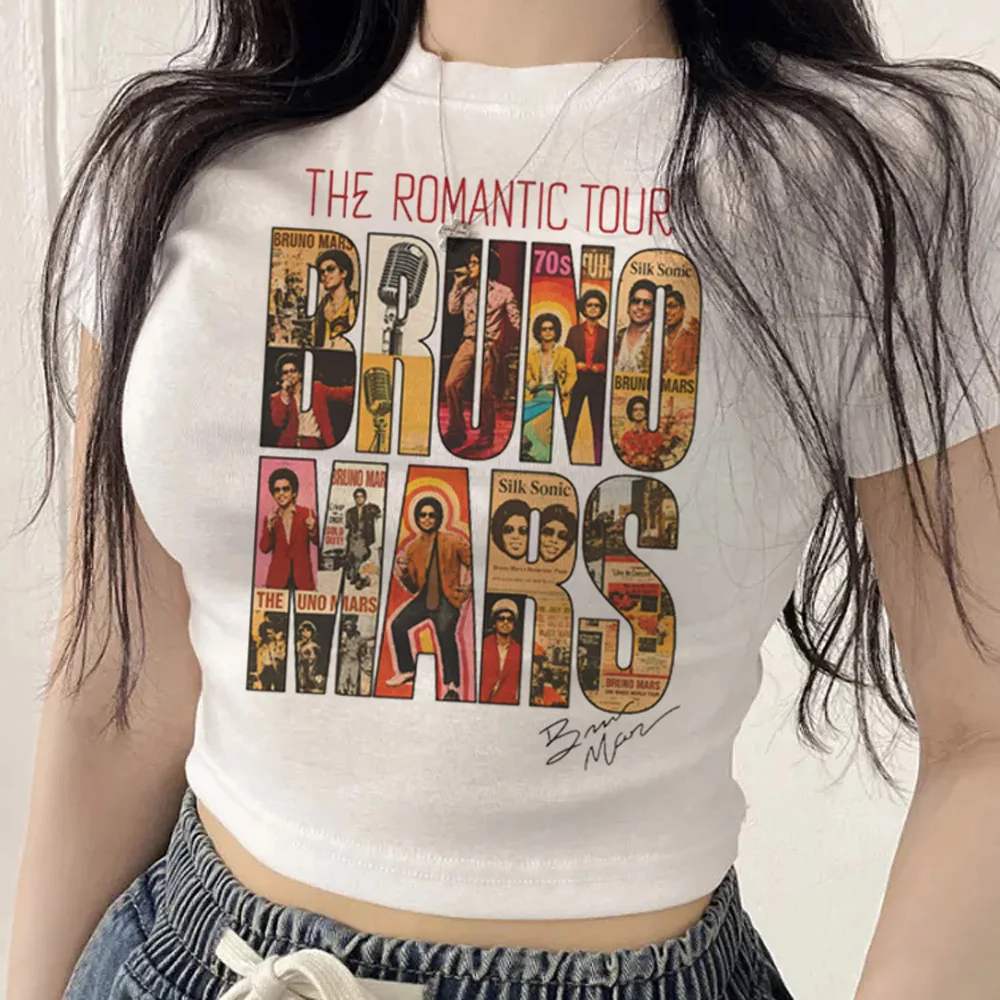 Bruno Mars cropped top female manga party meme baddie gyaru t shirt cutecore anime funny y2k