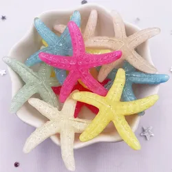 10pcs Resin Colorful Glitter Big Starfish Flatback Rhinestone Wedding Decor DIY Jewelry Accessories Figurines Scrapbook OF093