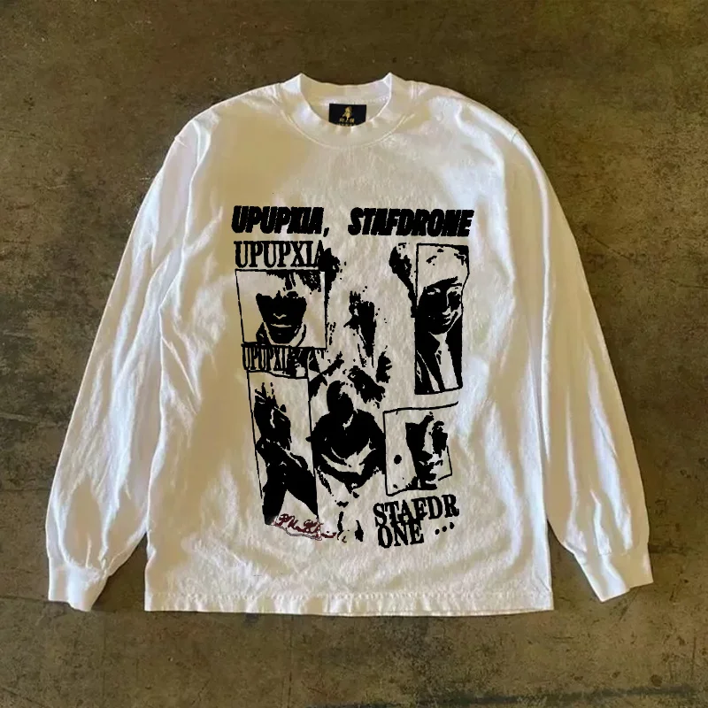 Long Sleeve T-Shirt 310 Pure Cotton Double Thread Women's Style Three Needle Charitable Fundraising Upward Hero American Couple