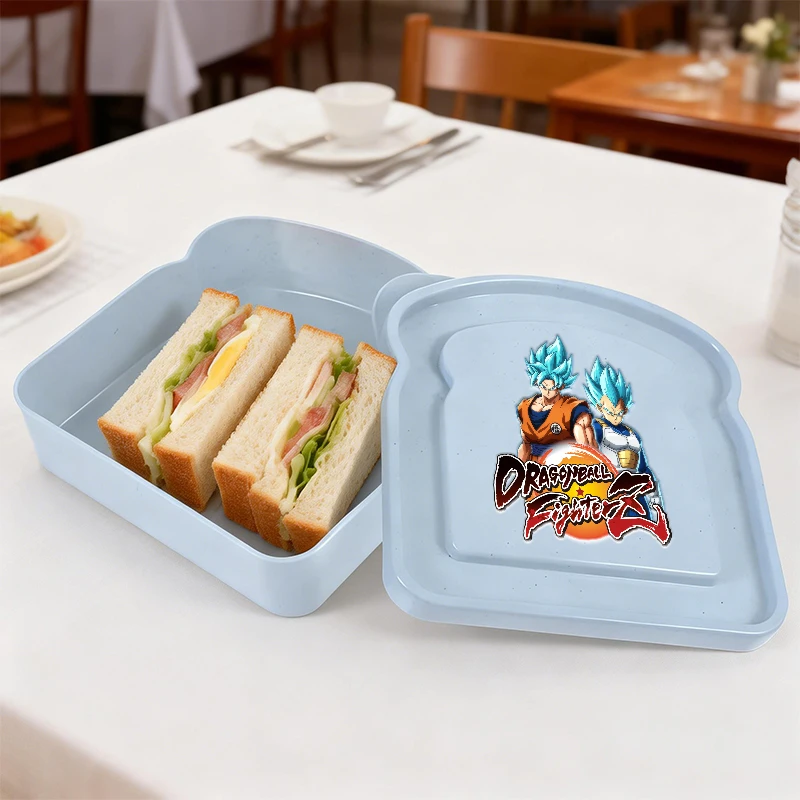 Contenedores de Pan en Forma de Tostada de la Serie Dragon Ball Z, Porta Sándwiches Hermético y Portátil, Lonchera, Caja Bento para Picnic al Aire Libre