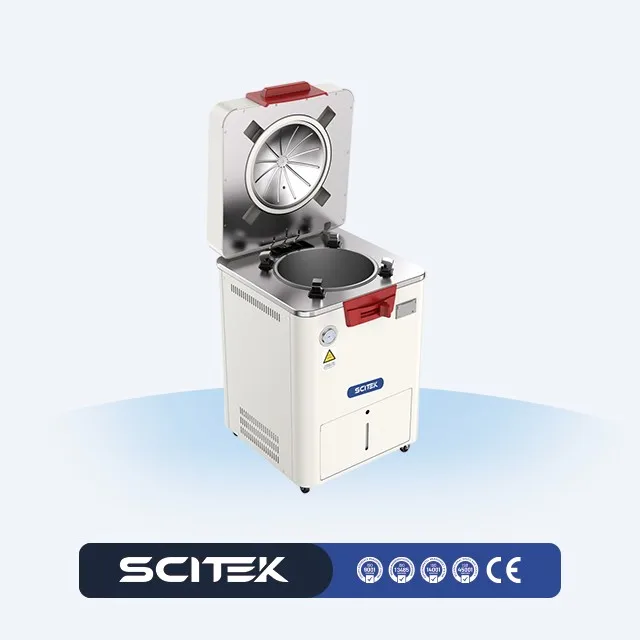 60/85/100L Vertical Flip-top Steam Sterilizer 105-138℃ 7-inch True-color Touchscreen 200 Storable Programs
