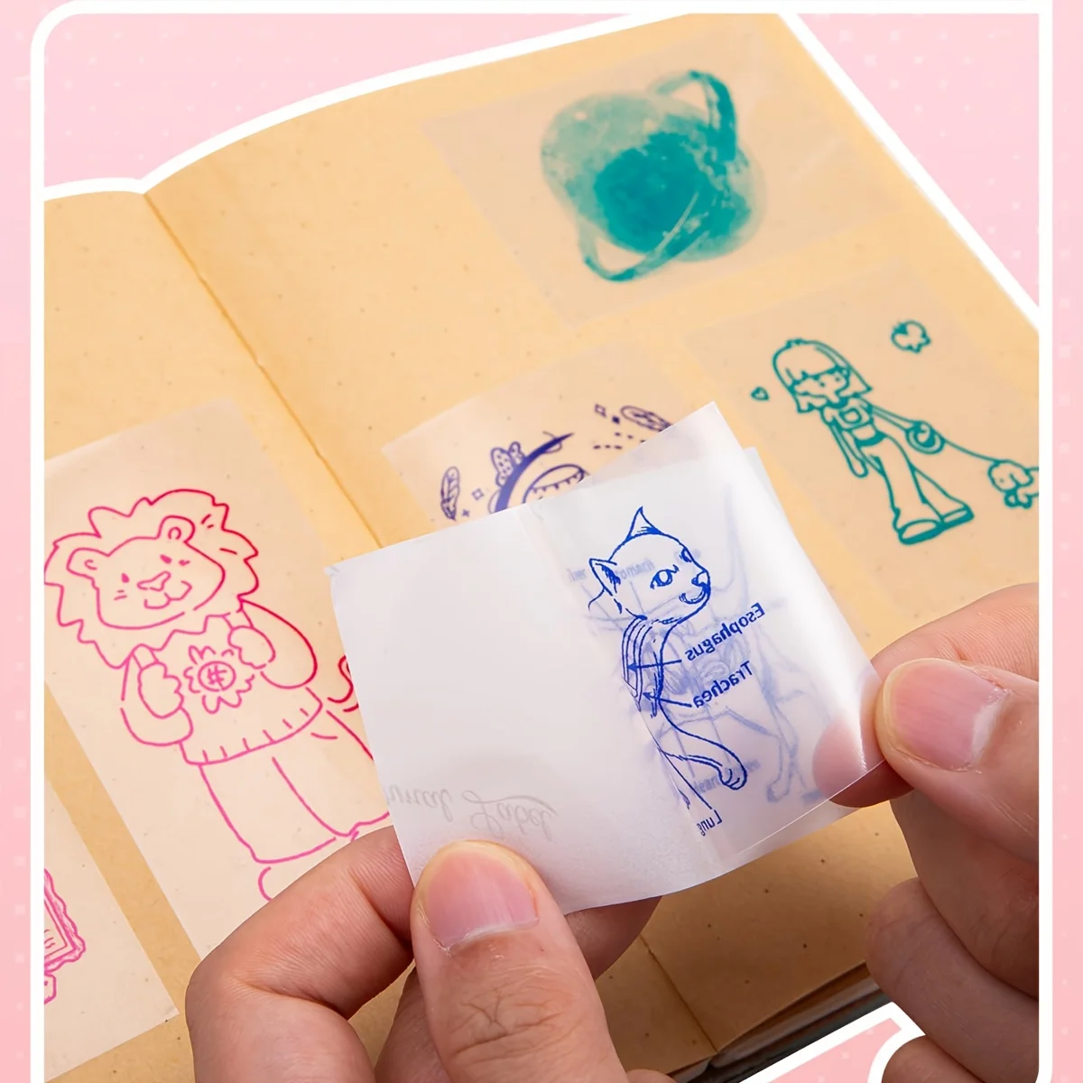 شفافة نابضة بالحياة للطابعة الحرارية القابلة للطباعة، مثالية للمجلات، تصميم محمول مع طابعة صغيرة بنمط ملون