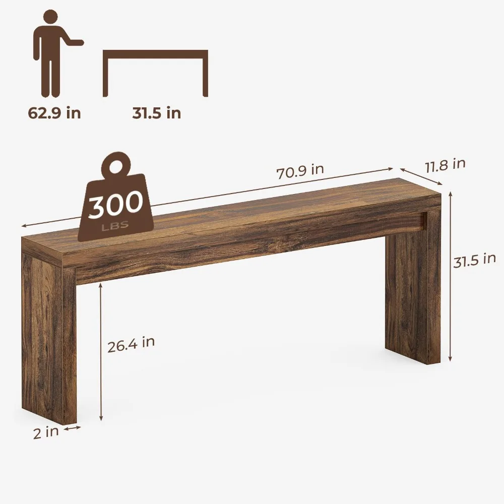Extra Long Console Table for Entryway, Brown