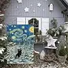 Christmas Garden Flag 12.5x18 Inch Winter Black Cat Farmhouse llz