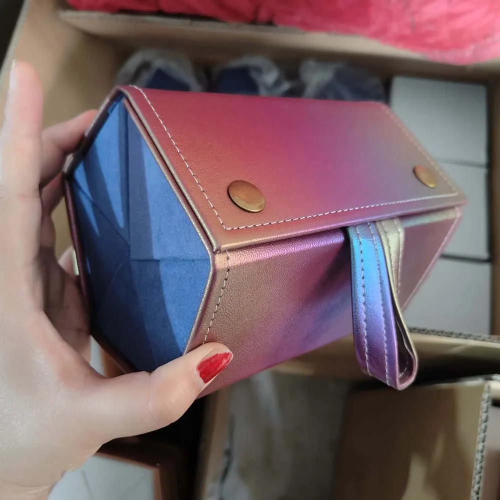 

Portable Folding Glasses Organizer Magnetic Button PU Five Lattice Glasses Storage Box Large Capacity Anti-splash Water