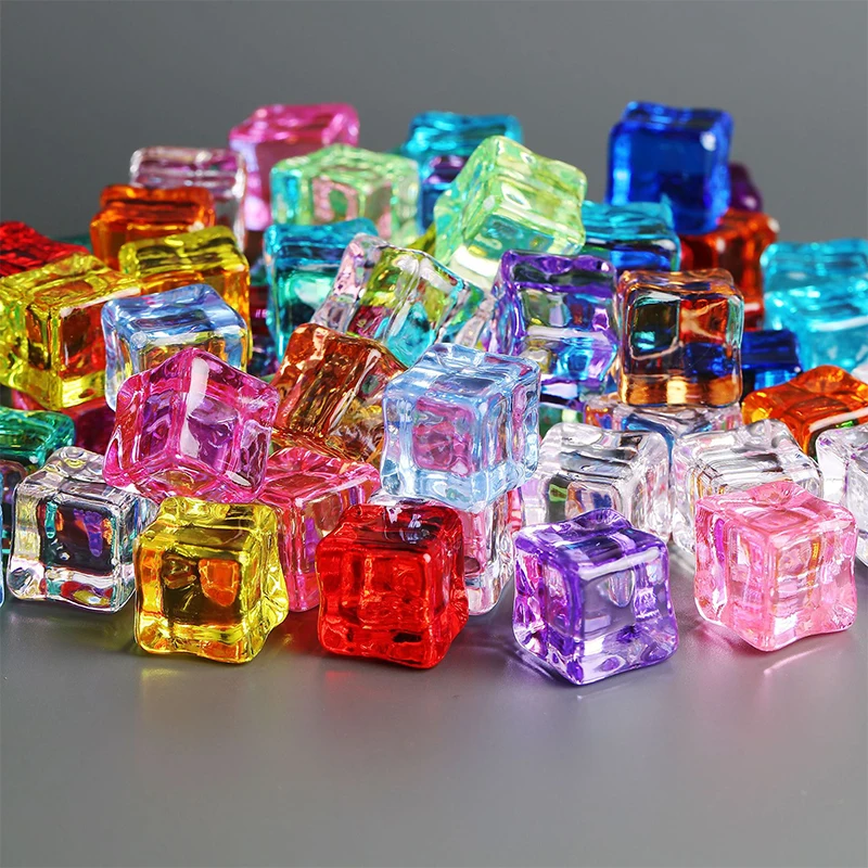 20Pcs Transparent Colorful Simulated Square Ice Cubes Micro Landscape Ornaments Photography Props DIY Car Decoration Ornament