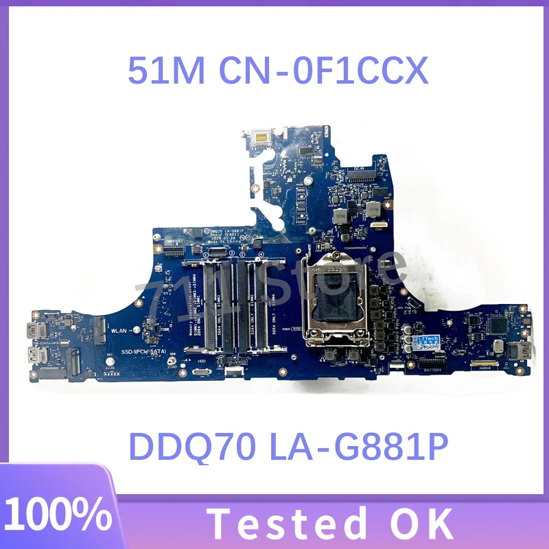 High Quality Mainboard CN-0F1CCX 0F1CCX F1CCX For DELL Alienware Area-51M Laptop Motherboard DDQ70 LA-G881P 100% Fully Tested OK