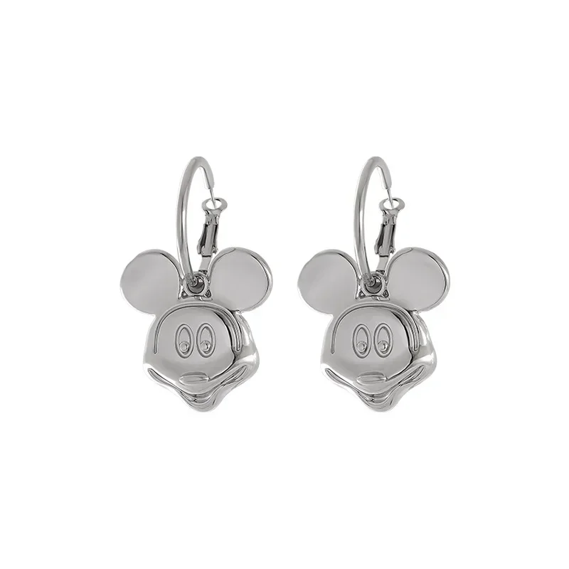 Disney Mickey Mouse S925 Silver Needle Creative Cartoon Mickey Female Earrings Design Style Simple Earrings Temperament Earrings