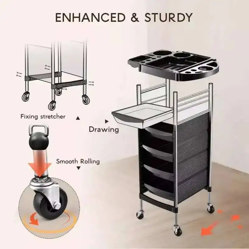 Nordic Hair Salon Rolling Cart Beauty Salon Drawers Storage Creativity Hotel Trolley Barber Shop Salon Furniture Carrinho FYST