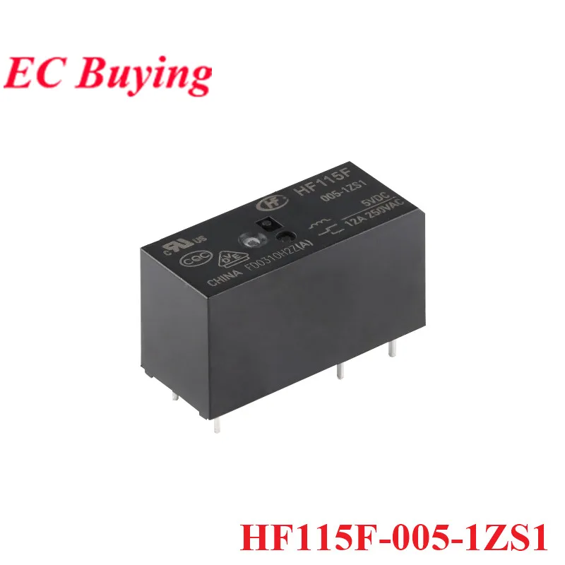 2PCS/1PC High Power Relays 12A HF115F HF115F-005-1ZS1 HF115F-012-1ZS1 HF115F-024-1ZS1 DC 5V 12V 24V Foot 3.5mm 5Pin Relais