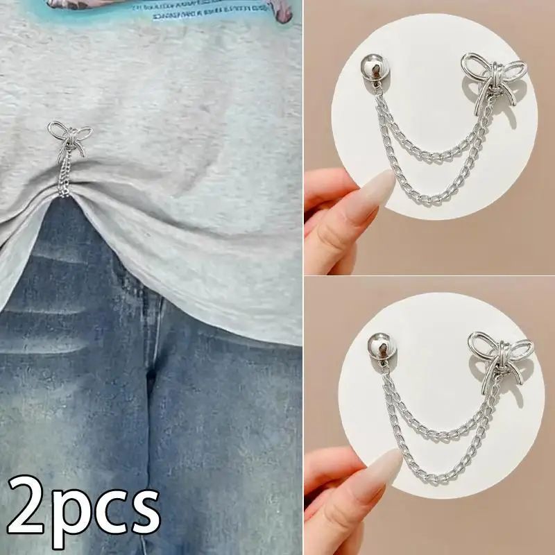 Magnetic Trouser Cuff Clips with Firm Non Slip Grip and Cute Chain Decor Perfect for Jeans Length Adjustment Daily Casual Wear