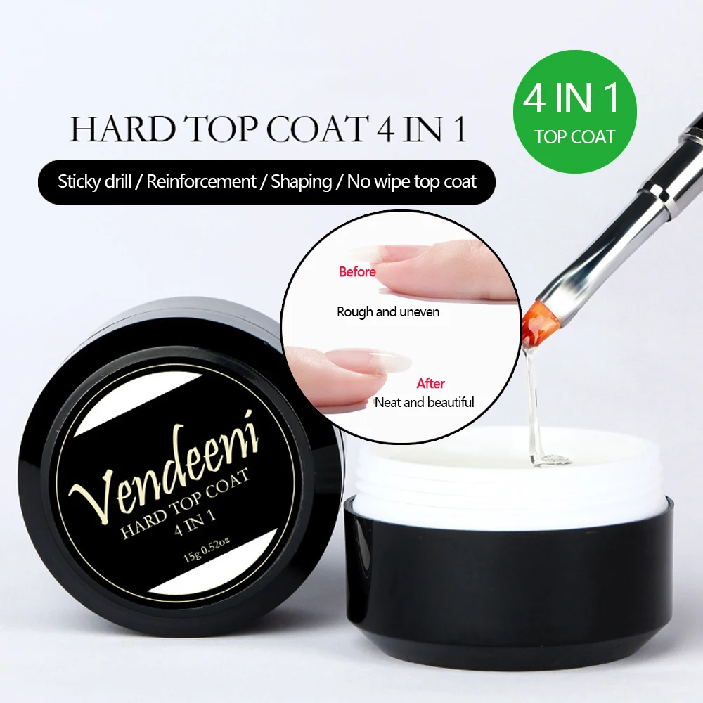 Vendeeni 15ml Russian Self Leveling Gel Nail Polish Strong Base Coat Reinforced Gel Lacquer UV Soak Off Function Gel Varnish