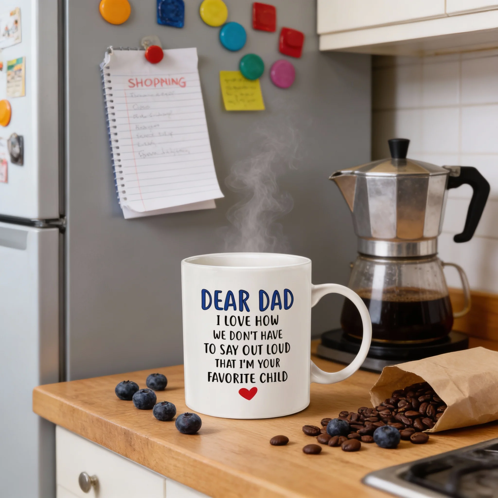 Lustige Kaffeetasse für Papa, Lieber Papa, ich bin dein Lieblingskind Kaffeetasse, bestes Geburtstagsgeschenk aus der Hand einer Tochter oder eines Sohnes, weiß, 325 ml