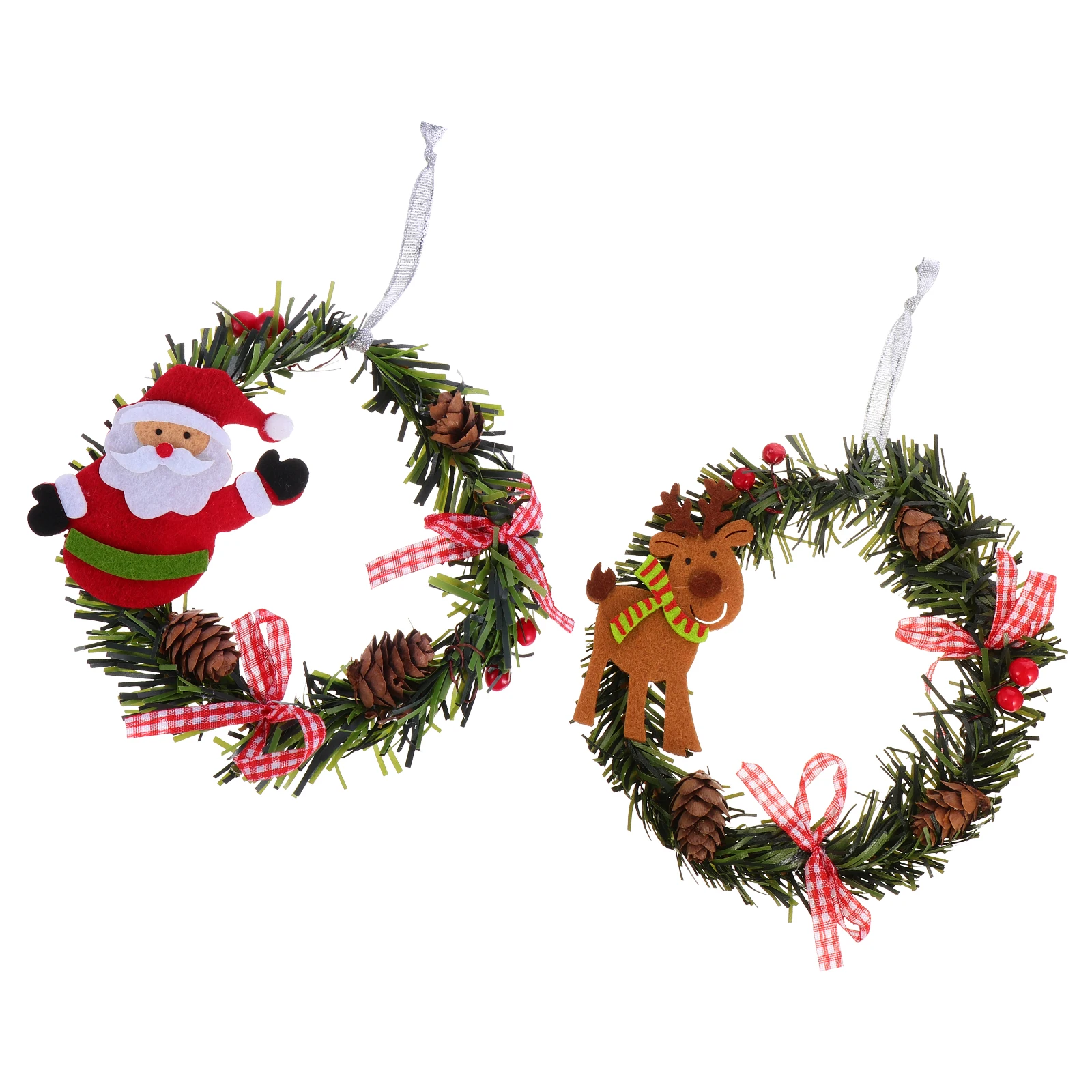 

Christmas Wreath 2 Pcs PVC Non Woven Fabric Lightweight Door Wall Fireplace Decor Household Floral Banquet Holiday Indoor
