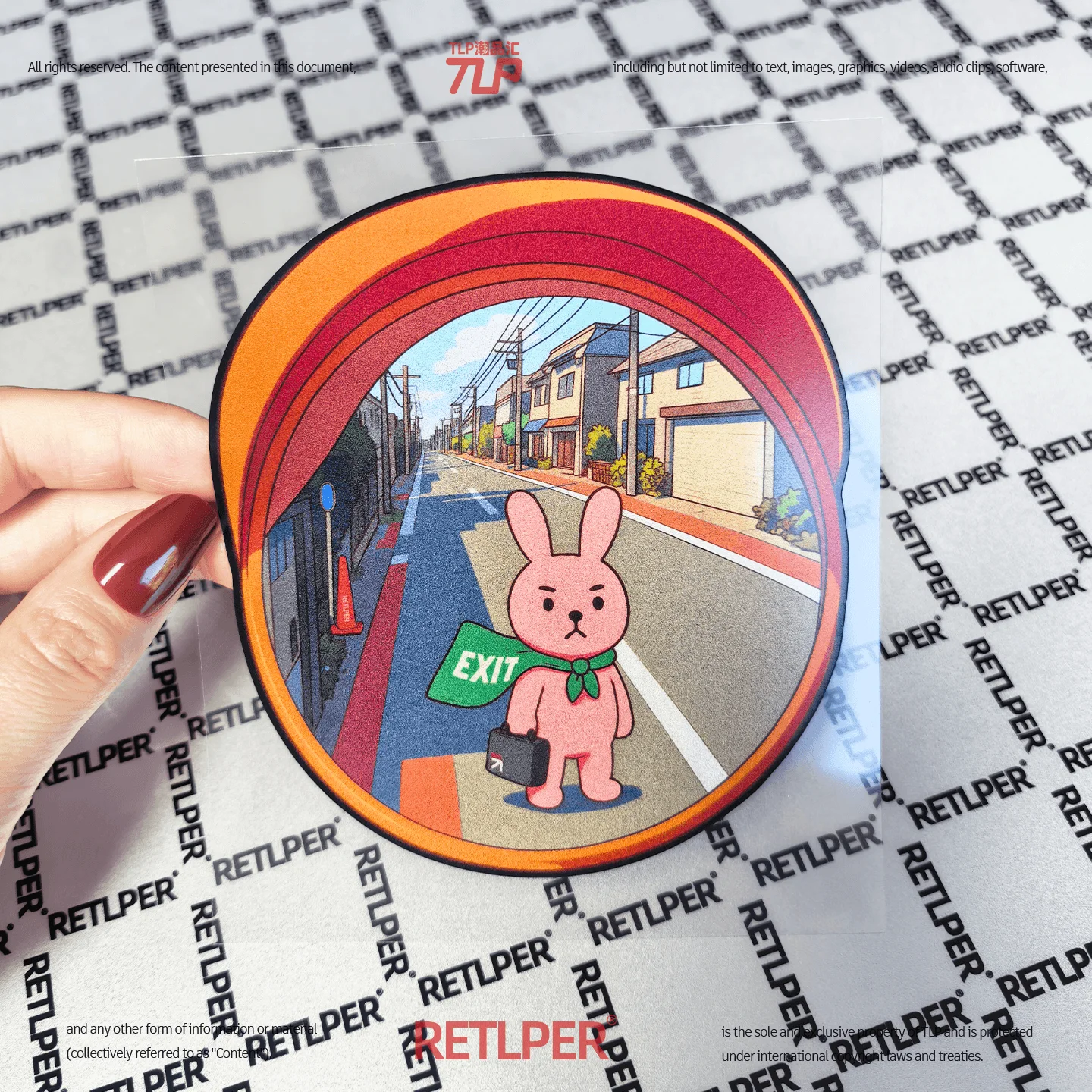 etlper Reflective Car Sticker Original Rabbit Pondering at Intersection Breaking Dimension Barrier Waterproof Flat for Car/Moto
