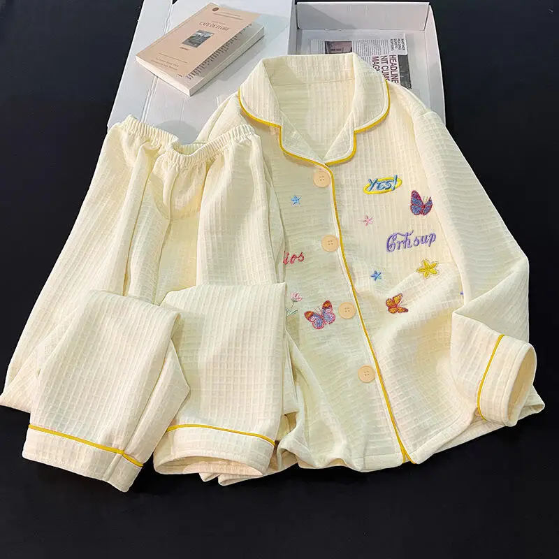 Cute Kitten Girls Kawaii Wave Point Pajamas Usagi Chiikawa Student Winter Warm Cartoon Anime Sweet Comfortable Home Clothes Set