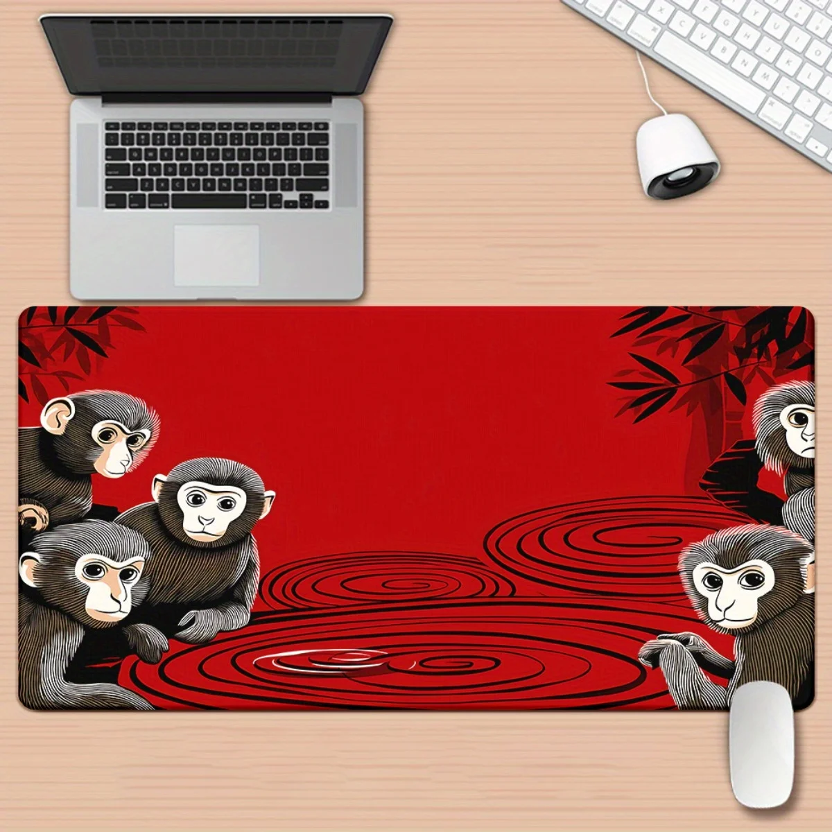 

Коврик для мыши XXL с красным принтом в стиле обезьяны, 1 шт., HD-печать, нескользящий игровой коврик для ПК, офиса, подарок