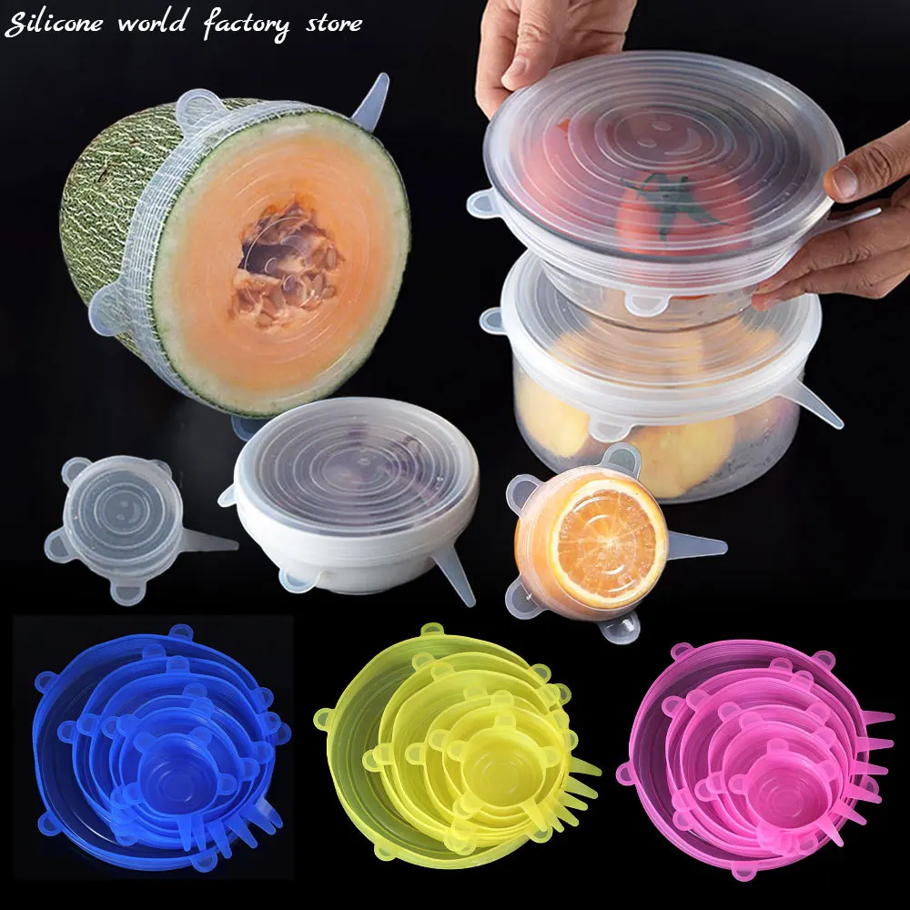 

Silicone World 6-piece Set Silicone Fresh-keeping Lids Reusable Stretch Preservation Cover Sealed Cover Bowl Cover Kitchen Tools