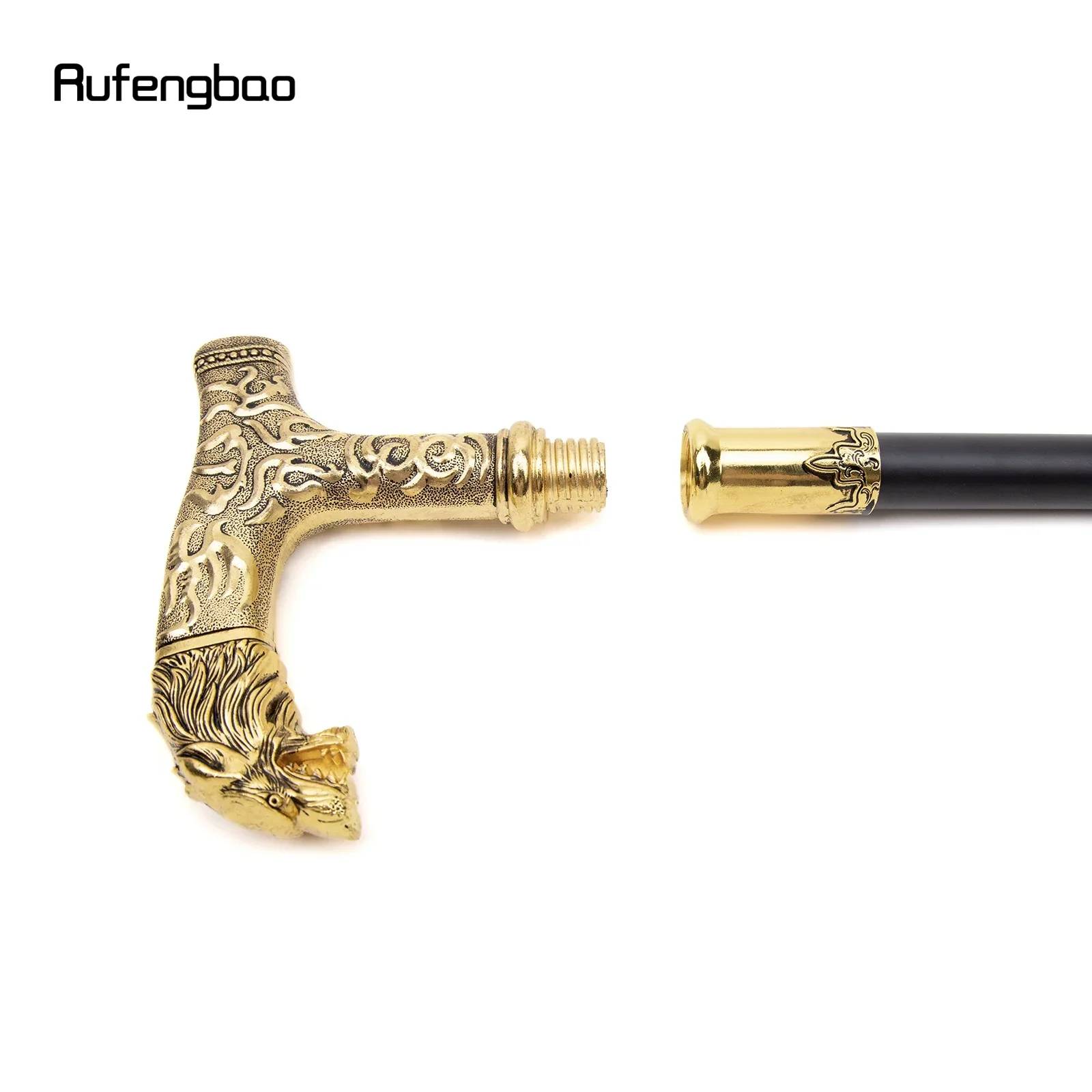 ไม้เท้าแฟชั่นแบบข้อต่อเดียว ลายหมาป่าทอง สำหรับตกแต่ง คอสเพลย์แวมไพร์ งานปาร์ตี้ ไม้เท้าฮาโลวีน ไม้เท้ายาว 93 ซม.