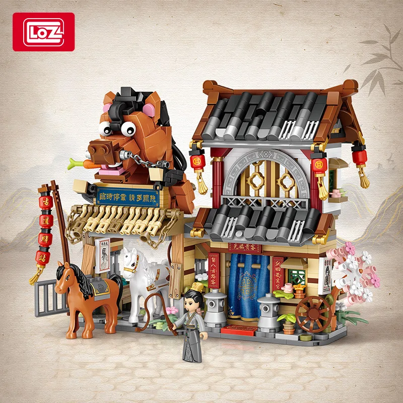 LOZ Blocks Cute Street Creative Store Mini Shop Pig Horse Fun Building Bricks Girl Gifts Toys for Adult Present 1943