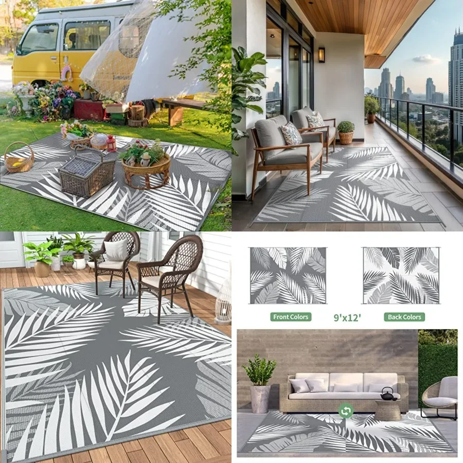 

Outdoor Rug Waterproof for Patios Clearance, Reversible Plastic Straw Camping Carpet, Large Area Rugs Mats RV, Picnic, Backyard