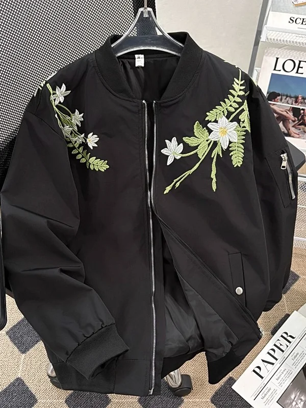 

Extra Large 300 Pou American High Street Embroidered Baseball Jaet Men's Spring Autumn Design Sense Trendy Flight Jaet