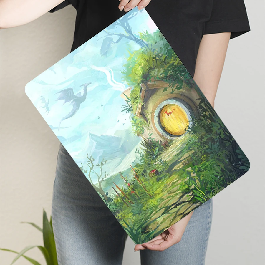 ملصق معدني بفتحة الهوبيت مع طباعة فنية لتزيين المنزل على شكل تنين وجبل #3