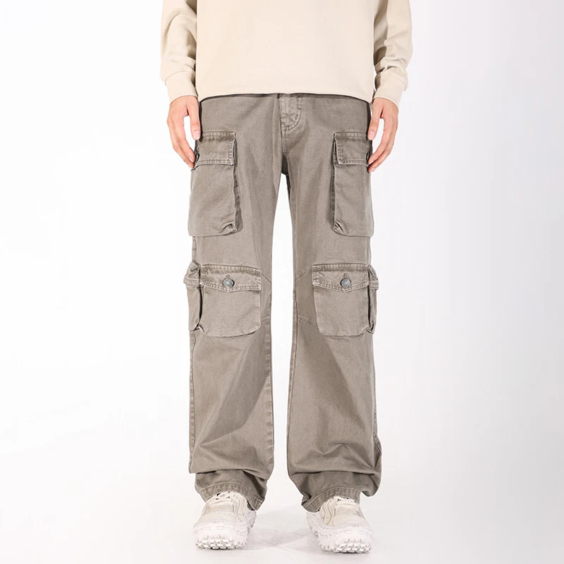 

Мужские брюки-карго с эффектом потертости, с множеством карманов, в стиле Harajuku, винтажные, свободные, широкие, уличные, в стиле хип-хоп, 6225B
