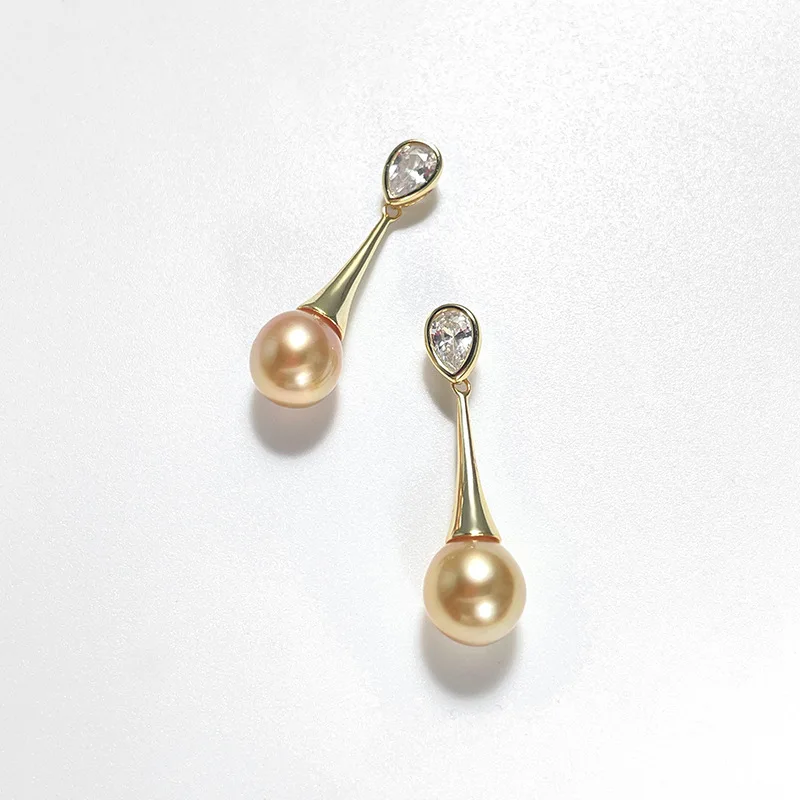 Extremely Strong Light Oval Genuine Pearl S925 Sterling Silver Tassel New Earrings