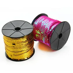 100Yards/Roll Loose Diameter Round Flat Sequins Paillettes Sewing On Trims For Crafts Cloth Accessory Jewelry Decorative