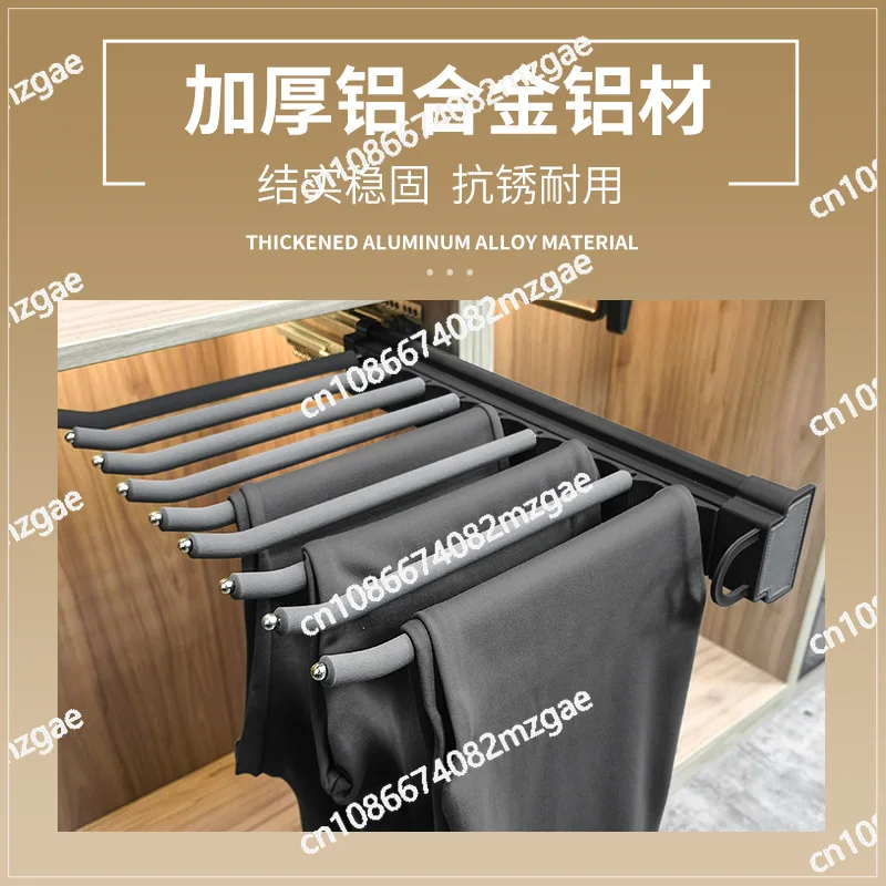 رف سراويل قابل للسحب بصف مزدوج، حاجز منزلق تلسكوبي مثبت على الأعلى، رف السراويل، خزانة الملابس، الملابس الداخلية، تخزين متعدد الوظائف #4