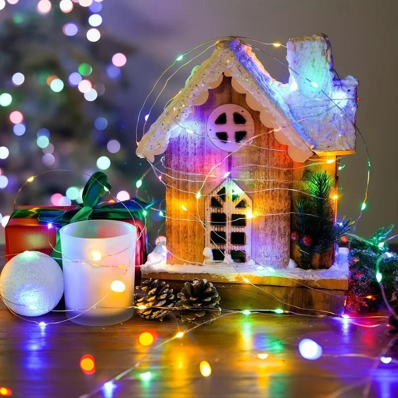 Flexible Copper Wire Fairy Lights Battery Box Indoor Mini LED String Steady on For Bedroom Room Garland Party Holiday Home Use