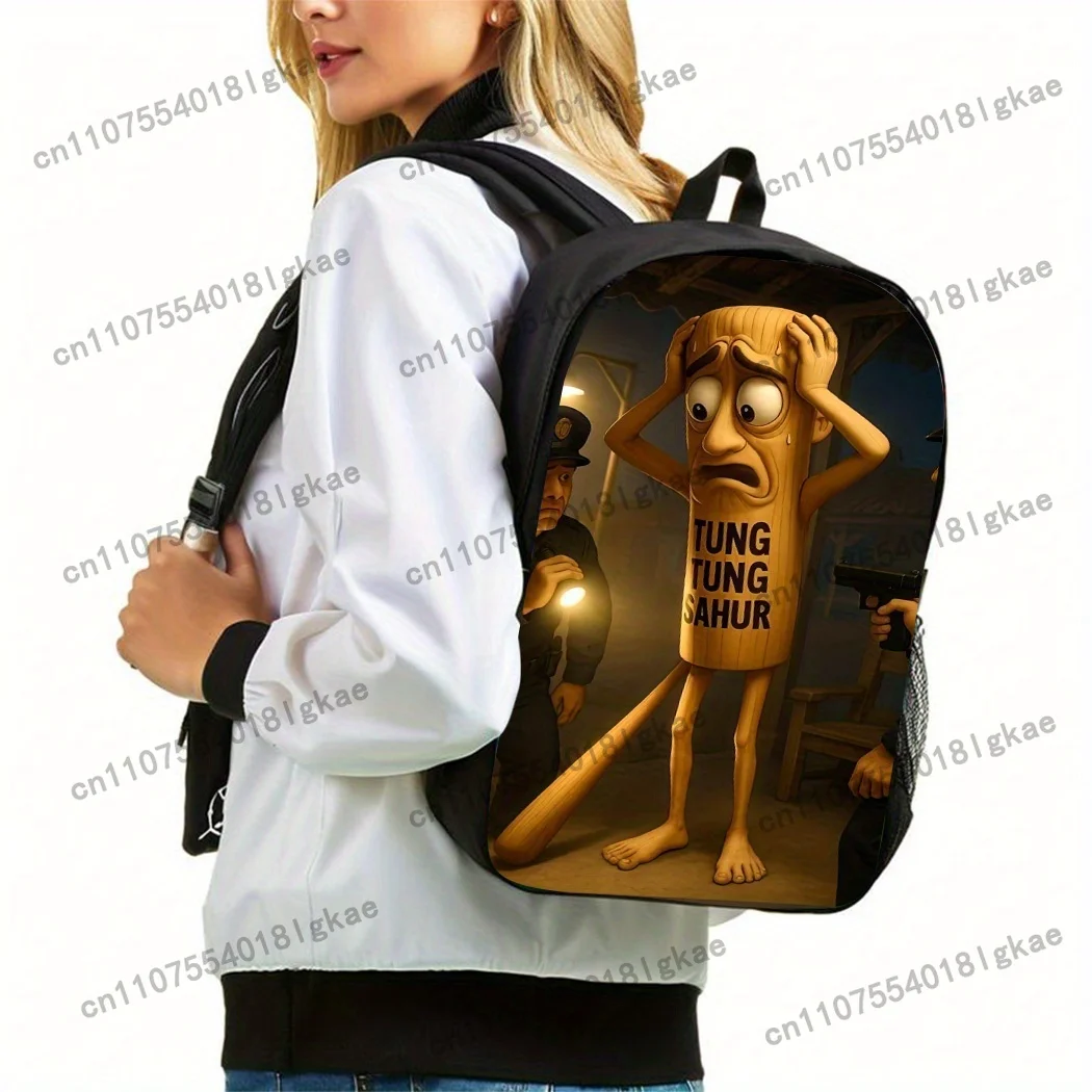 3pcs Italian Brainrot Theme Large Capacity Oxford Cloth Travel Bag with Laptop Compartment, Unisex School Backpack with Pencil C