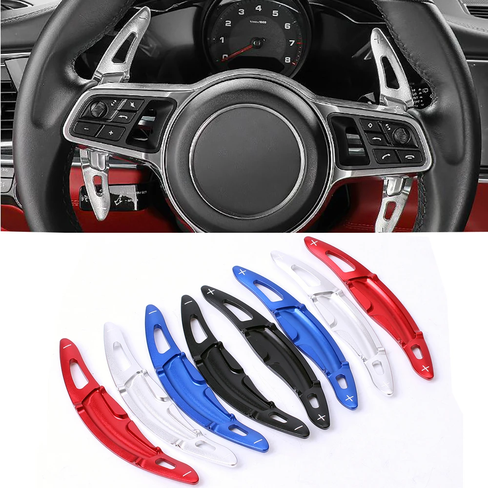 

2 Pcs Aluminum Car Steering Wheel Shift Paddle Extension For Porsche Panamera Macan Cayenne 92A 911 Gear Extend Shifters Sticker