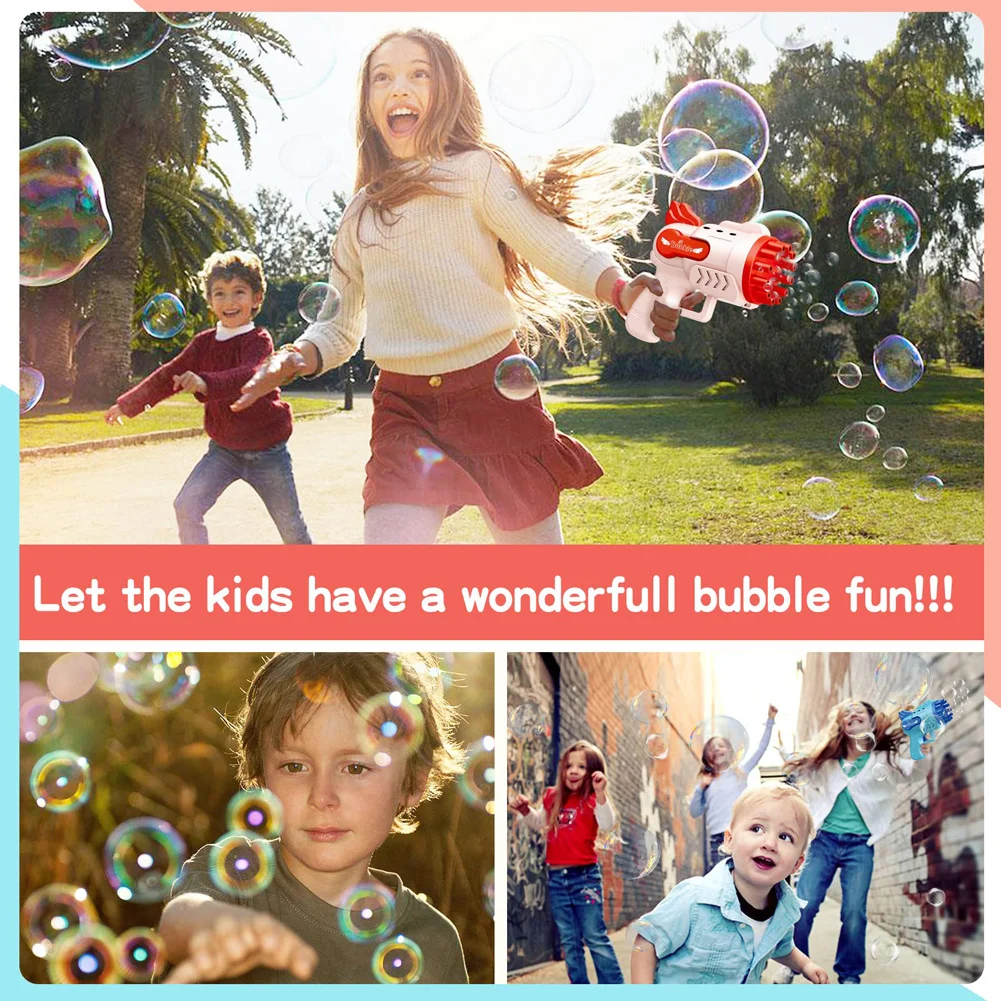 29 Holes Bubble Gun Toys Soap Bubbles Machine Gun Shape Light Toys For Kids Party Birthday,Easter,Halloween,Christmas Gift ﻿