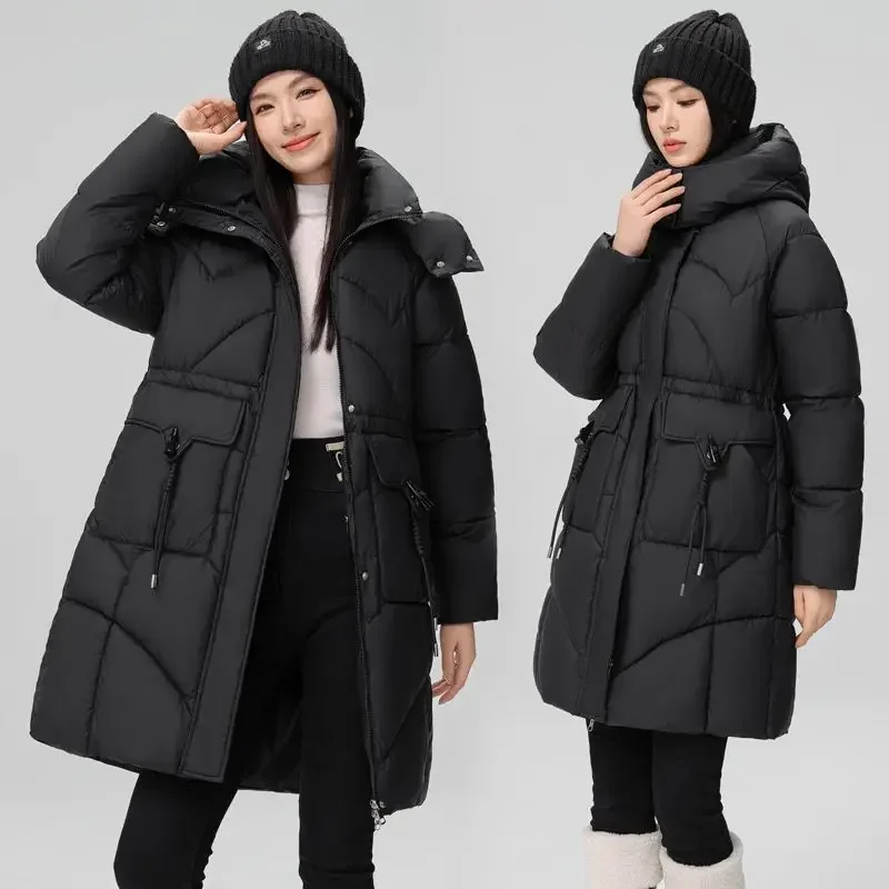 Jaqueta grande e solta feminina, parkas de algodão de lazer, jaqueta quente, nova, inverno