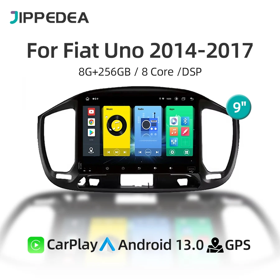 

Автомобильная Мультимедийная система CarPlay, 8 ГБ, 256 ГБ, Android 13,0, RDS, для Fiat Uno 2014-2017, Автомобильный мультимедийный плеер, GPS-навигация, 4G, SIM, Wi-Fi, Bluetooth