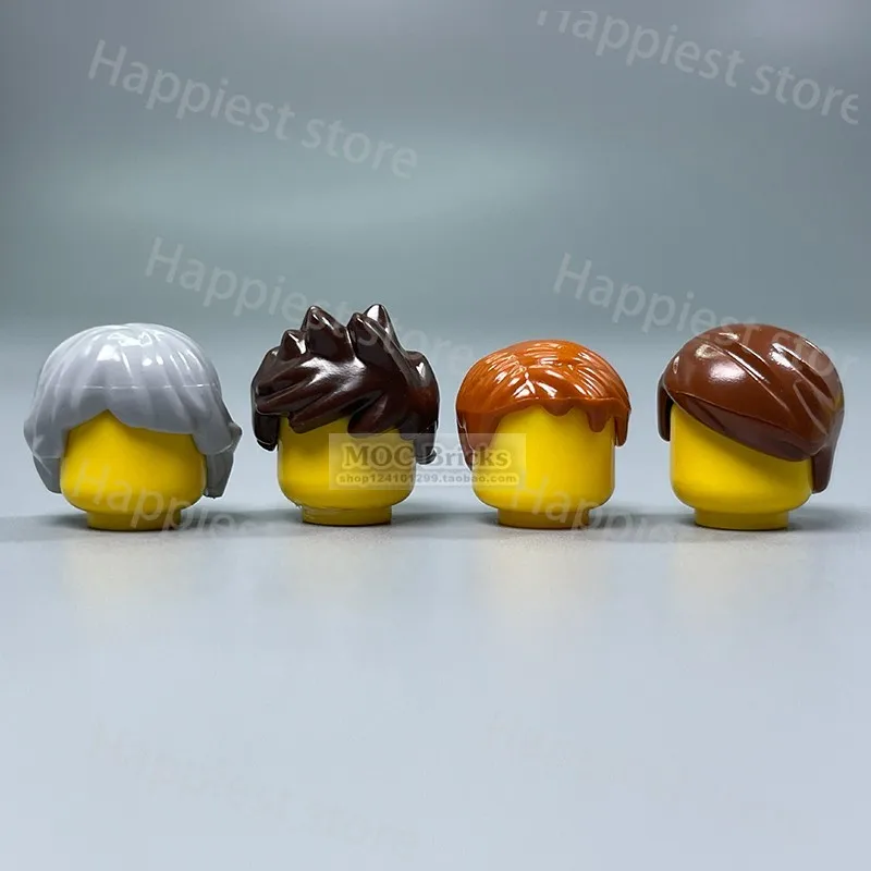 MOC City Figures Hair body Parts Building Blocks Figure Hairstyles Head Girl Boy Brown Black Hairstyle Accessories Brick Toys