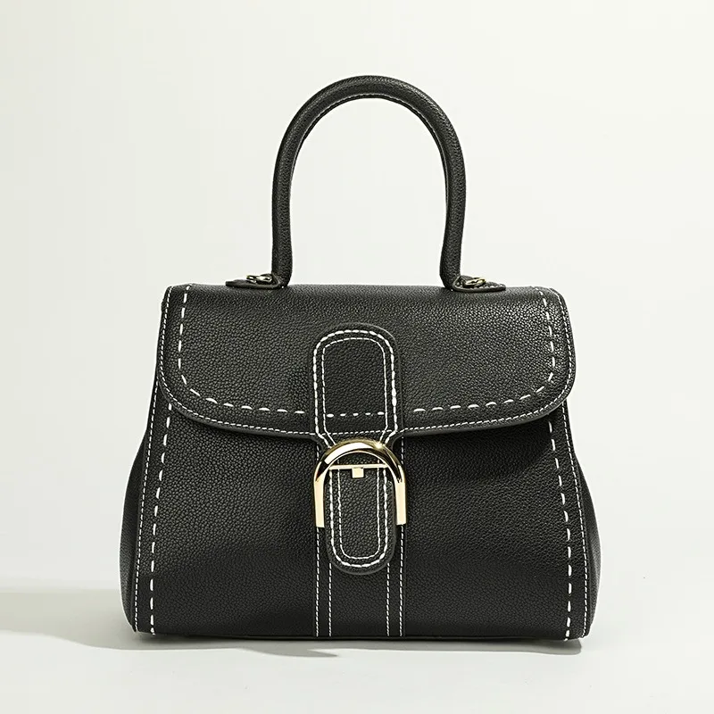 

Luxury Women Top Grain Cowhide Leather Top Handle Bag Versatile High-End Commute Office Daily Casual Handbag Daily Casual Purse