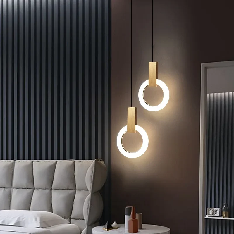

Nordic Simple LED Pendant Light for Living Room Stairs Ring Creative Dining Room Bedroom Ceiling Pendant Lamp Indoor Lighting